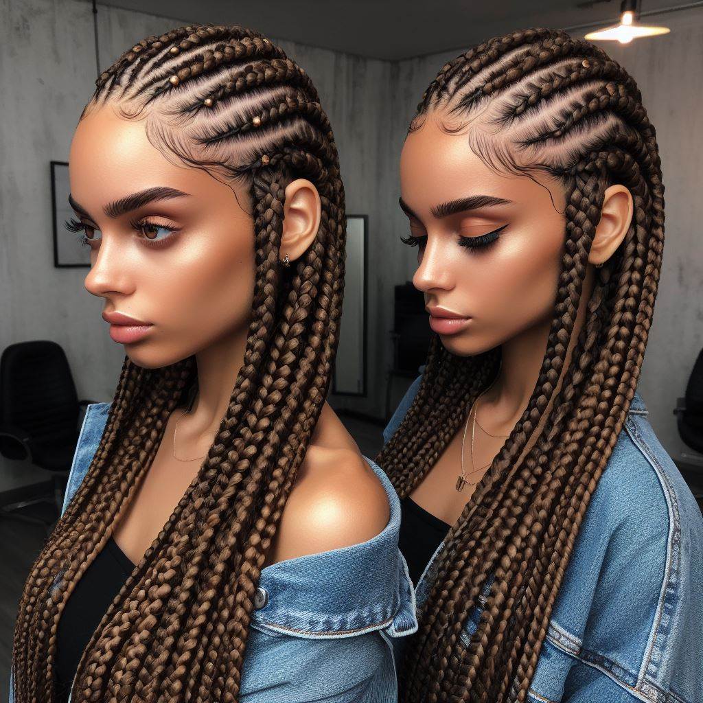 Cute Easy Cornrow Coiffure with Gold Accents